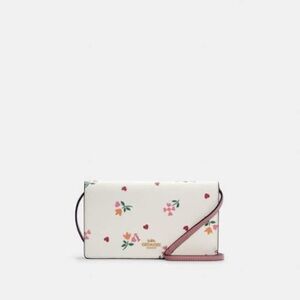 Coach Anna Foldover Clutch Crossbody With Heart Petal Print